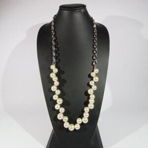 Anne Klein Silver Tone and Faux Pearl Necklace